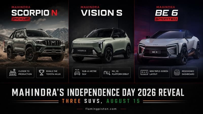 Mahindra Scorpio N Pickup, Vision S, and BE 6 Sporteq