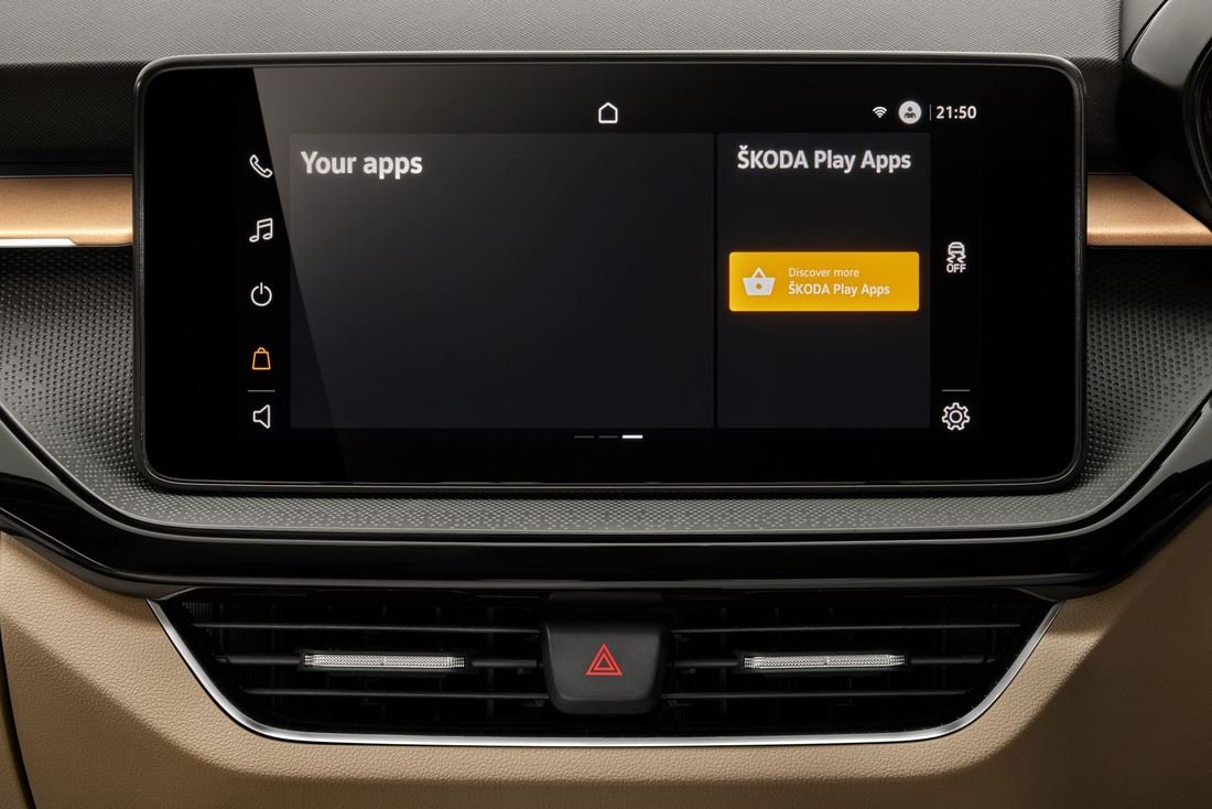2026 Skoda Slavia facelift 10-inch touchscreen infotainment system showing the apps home screen