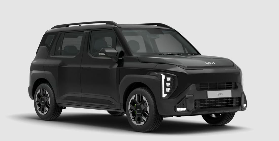 Kia Syros EV exterior, front three-quarter studio shot
